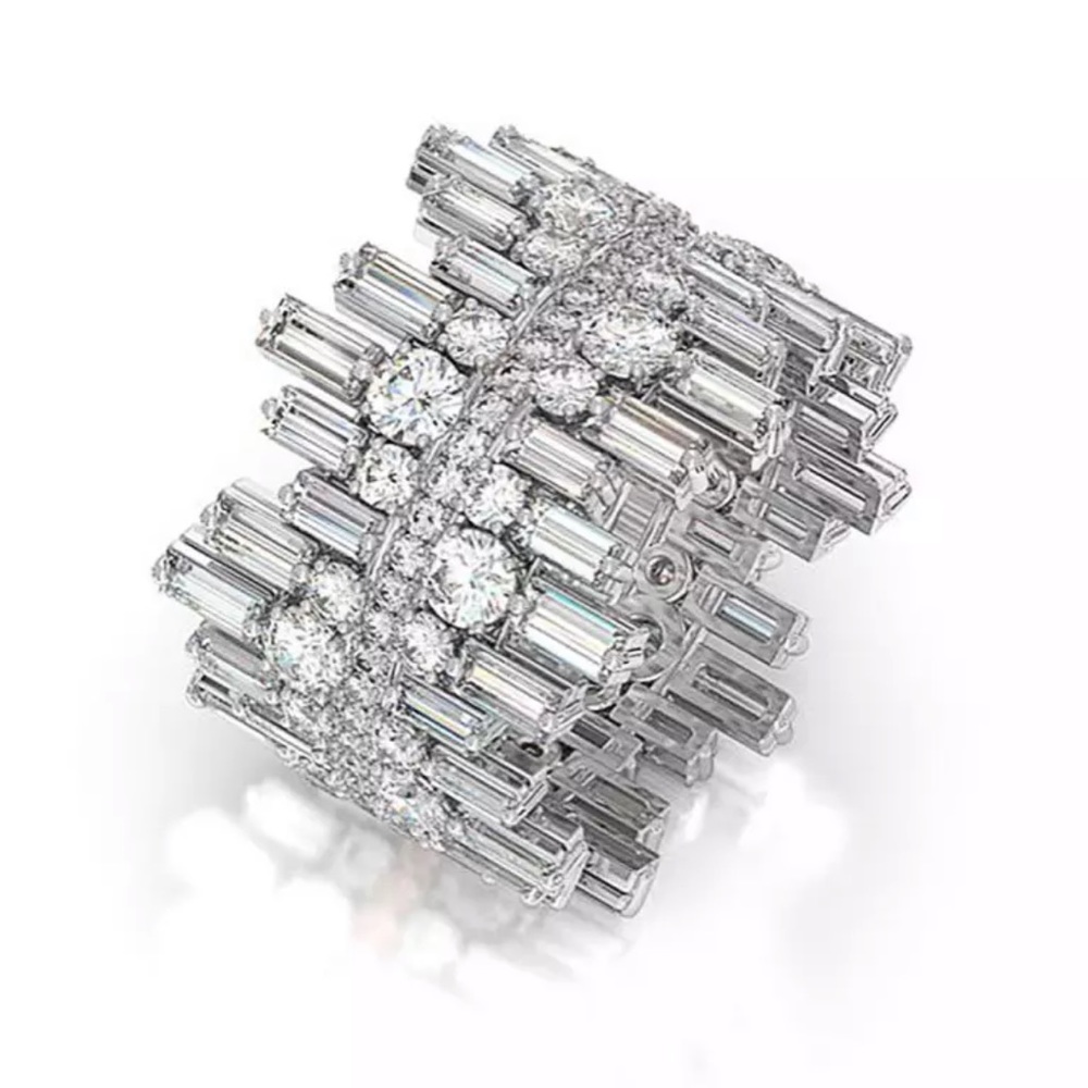New Luxury 925 Sterling Silver Irregular Silver Eternity Band Ring